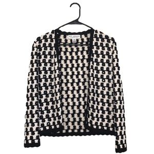 St. John Black and White Sequined Cardigan